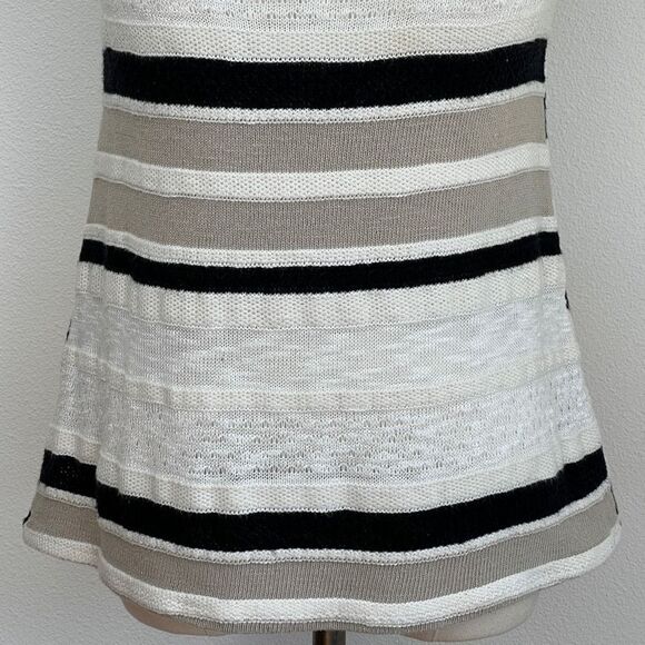Dolan Sleeveless Sweater - Tan, Black, White Stripe-Cowl Neck-Medium - Picture 7 of 11